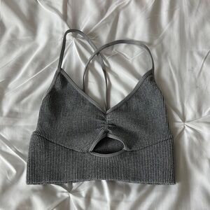 free people Gray Ribbed Women's Bralette